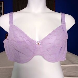 Savage X Fenty Signature Flocked Logo Unlined Demi Bra 40DD Underwire Lavender